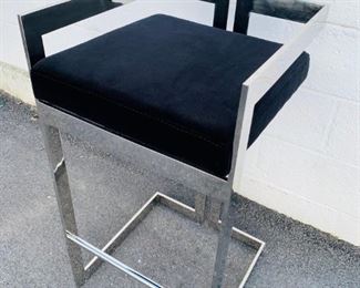 $595 each! - Worlds Away Hearst chrome bar chair with black velvet seat - 34h x 18w x 18d
4 NEW IN BOX!! (retail $1,000 each)