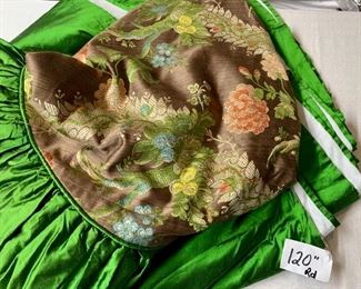 $295 each  - Raw silk round tablecloth - Corded, lined, dry cleaned - 120” diameter - Qty 2
