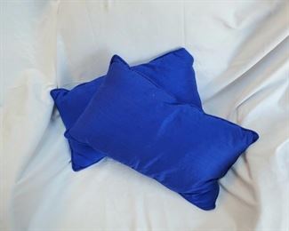 Pair of 12x20 silk lumbar pillows, zippered cases with down inserts