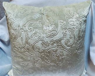 $40; Ivory cut velvet pillow; Approx 16” x  16”; feather and down insert; zipper closure
