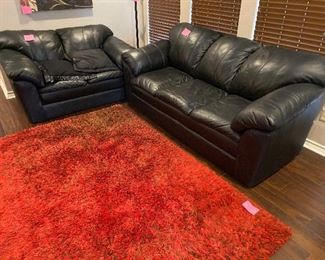 Leather sofa and loveseat