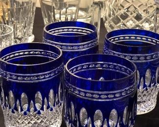 Beautiful Colbalt Clarendon Waterford tumblers and winter glasses 