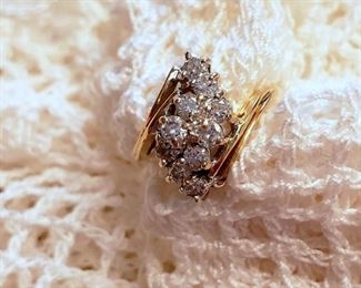#10 - 14K Yellow Gold Diamond Waterfall Ring