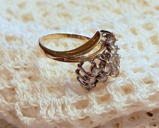 #10 - 14K Yellow Gold Diamond Waterfall Ring