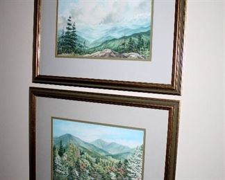 #18 - Pair of Framed Mountain Watercolor Paintings