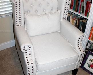 #24 - Nailhead Upholstered Wingback Armchair