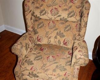 #30 - Pair of Floral Upholstered Wingback Recliner Chairs