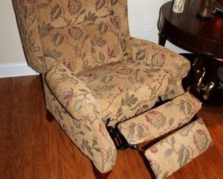 #30 - Pair of Floral Upholstered Wingback Recliner Chairs
