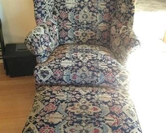 Wingback chair and ottoman