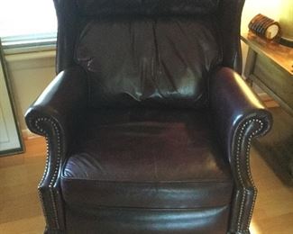 Burgandy manual recliner w/nailhead trim by Bradington Young