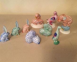 Herend Porcelain Figurines - Elephants, Rabbits, Ducks, Geese