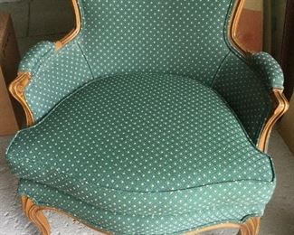 Vintage padded arm chair w/wood frame
