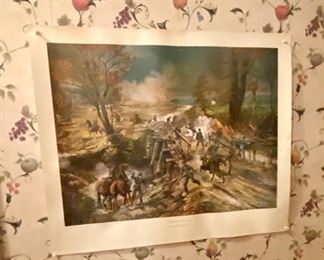 c.1971, "The First Gun at Chickamauga" by Civil War Artist, George Little (unframed)