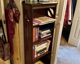 Small Antique Mahogany Bookcase with Inlaid Detailing across top