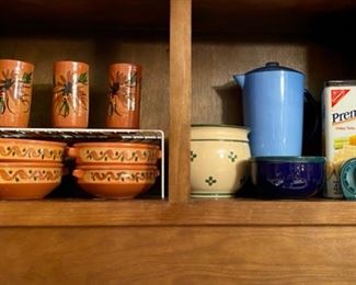 Mexican Pottery, Crocks, and a Vintage "PREMIUM" Cracker Tin
