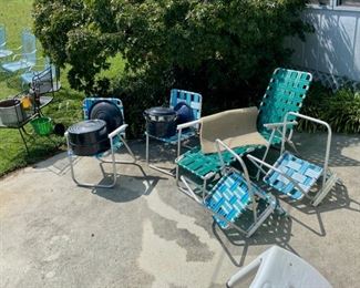 Vintage Patio Furniture and Large Canning Pots