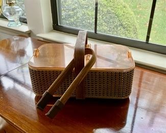 Mid Century Mod Electric Bread Warmer with Tongs