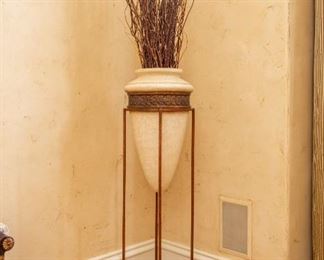 Lot #22 — White Vase with Dry Reeds — 15” wide x 52” Tall