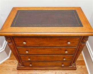Same as Lot #52 — Hooker Lateral 2 Drawer Leather Inlaid File Cabinet — Measures 38.5” Wide x 22” Deep x 32.5“ Tall
