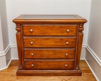 Lot #52 — Hooker Lateral 2 Drawer Leather Inlaid File Cabinet — Measures 38.5” Wide x 22” Deep x 32.5“ Tall
