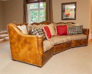 Same as Lot #71 —&nbsp;Whittemore-Sherrill Limited Walnut 3-Piece Sofa from Furnitureland South — 39.5” from wall x Back is 43” high x 138” wide in rear x 109” wide in front x Armrest is 30” tall