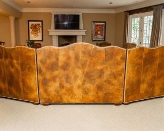 Same as Lot #71 —&nbsp;Whittemore-Sherrill Limited Walnut 3-Piece Sofa from Furnitureland South — 39.5” from wall x Back is 43” high x 138” wide in rear x 109” wide in front x Armrest is 30” tall