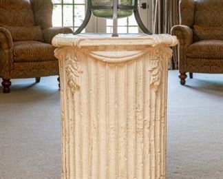 Lot #78 — White Plaster Pillar Vase Stand — 18” x 18” x 28” Tall
