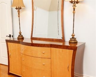 Same as Lot #102 — Art Deco Bedroom Set — Imported from Spain Dresser — 72" Wide x 21" Deep x 36" — Mirror is  37" Wide x 48" Tall 