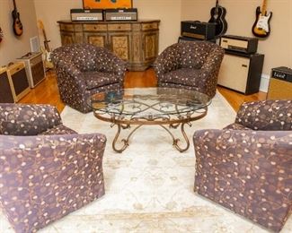 Same as Lot #121 — Four (4) Sam Moore Living Room Paddy Swivel Glider Armchairs — 34” wide at front x Seat is 19” high x 34” from wall x 32” Tall in Back