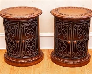 Same as Lot #13 — Pair of (2) D’Hierro Oval Door Cabinets. Measures  24” wide x 19” deep x 30” tall