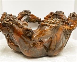 Same as Lot #27 — Horse Carousel Decorative Sculpture Bowl Made of Cast Stone by Attila, Attila-Home — Measures 21 Wide x 10.5” Tall