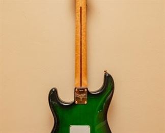 Back of Lot #G17 — Triggs Archtop Guitar 2002 Fender Stratocaster — Green with Gold —&nbsp;PRICES LISTED UNDER THE DESCRIPTION SECTION (Click "View More" to expand)