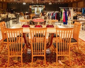 This table is on a rolling dolly so it is taller in the photo than it actually is.