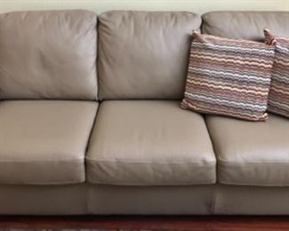 Tanner Sofa -- Nice leather couch in like-new condition. Cushions are attached. Clean, can't find any signs of use.