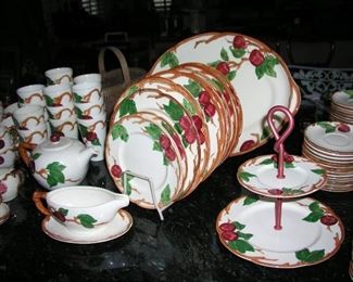 Item 36:
Nice Selection of Franciscan Apple Dishes (as shown)
Sample of pricing... (some items are not listed here)
3 Mixing Bowls - $69.00 for set of 3
Casserole with Lid - $25.00 each
Large Platter - $45.00
Round Platters - $28.00 each
2-Tier Serving Piece - $35.00
Gravy Boat - $15.00
Teapot - $35.00
Dinner Plates - $10.00 each
Tumblers - $8.00 each
