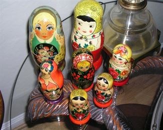 Item 45:
Seven (7) Misc. Sets of Vintage Nesting Dolls - All but one set are made in Russia
