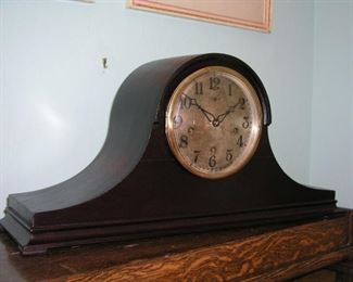 Item 63:
Antique / Vintage Mantle Clock - New Haven Clock Co. - Chimes - 21" wide x 10" tall - Tambour Style
Asking Price: $59.00
