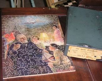 Item 68:
Antique Real Wood Jigsaw Puzzle - 8x12 - 142 Pieces - No. 320 "A Tale of the Sea" - Mrs. R.E. Sthen, Woodfords, ME - in original box
Asking Price: $45.00

