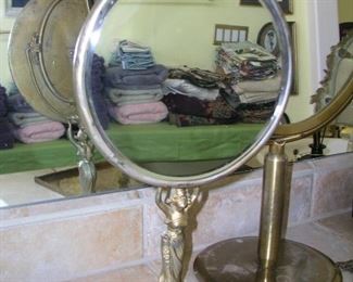 Item 75:
Antique / Vintage Art Deco Vanity Mirror with Figural Woman Base - 17.5" tall - Mirror 10" in diameter.
Asking Price: $95.00
