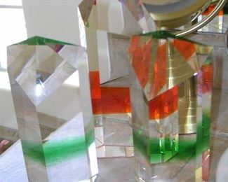 Item 79:
A)  Large Green Prism #1 - 9" tall - Quite Unusual - Asking Price $95.00
B)  Large Green Prism #2 - 9" tall - Quite Unusual - Asking Price $95.00
C)  Large/Huge Orange Prism - 11" tall - Quite Unusual - Asking Price $125.00
