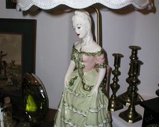 Item 80:
Elegant Vintage Figural Lady Lamp with Beautiful Lined Shade - 1940's - 35" tall x 9" wide
Asking Price: $145.00
