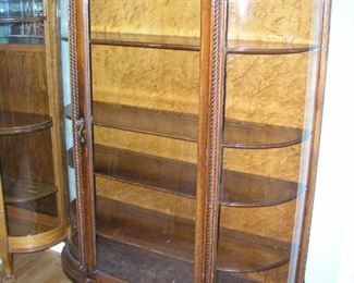 Item 26:
Antique Rounded Curio Cabinet with Curved Glass - 4 Shelves - Dark Oak - 45" wide x 14" deep x 60" tall
Asking Price: $395.00
