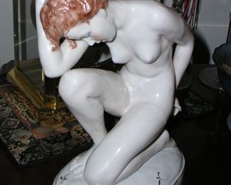 Item 121:
Antique Art Deco Royal Dux Porcelain Nude Woman - So lovely! Made in Czechoslovakia - Marked on bottom "71  7  13" - by Elly Strobach-Konig - circa 1930
Asking Price $275.00

