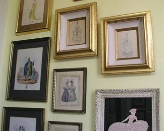 Nice collection of vintage / antique "ribbon" framed pictures!