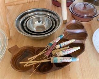 Teak Serving Dish, Mixing Bowls