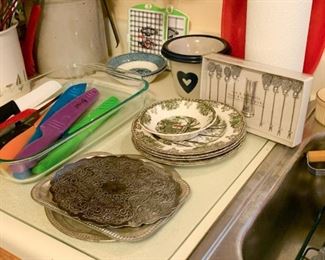 Cutlery / Knives, Trivets, Vintage Transferware Plates, Cocktail Forks, Etc.