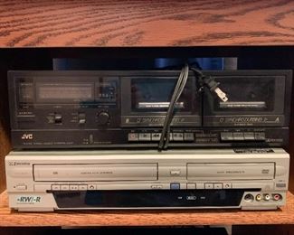 JVC Double Cassette Player, Emerson VHS & DVD Player