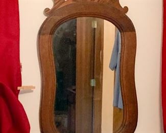 Vintage Wood Framed Wall Mirror