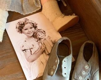 Shirley Temple Photo with Doll, Baby Shoes
