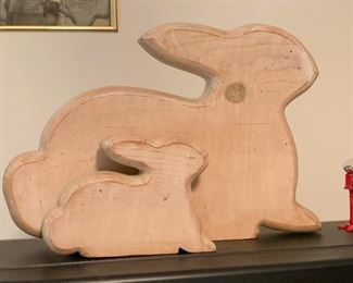 Primitive Wooden Rabbit Cut-Outs